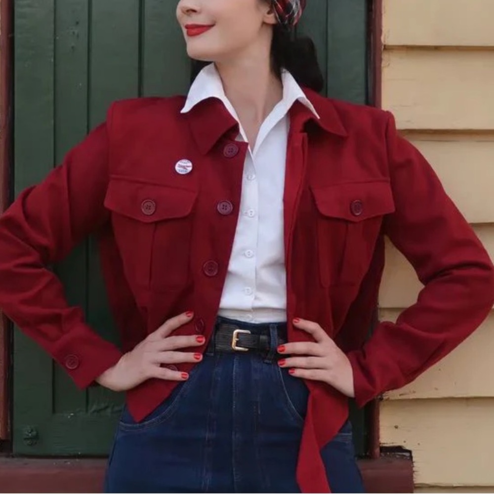 New without tags Astro Bettie work jacket plus 2x 1940s style rockabilly red - Picture 2 of 4
